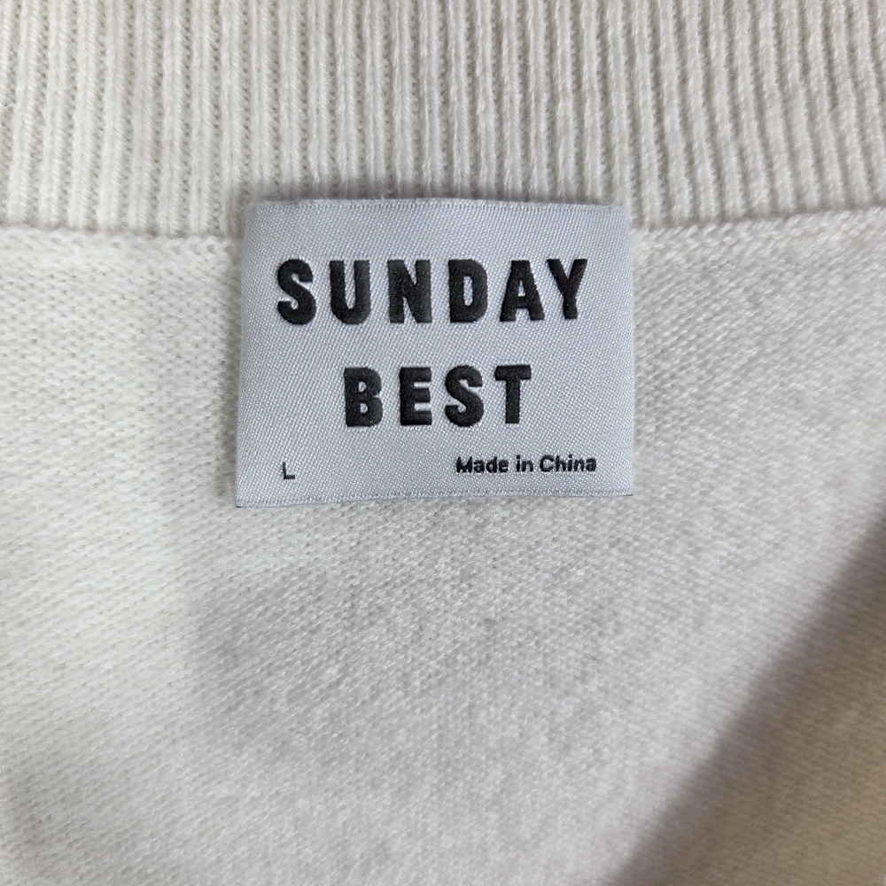 Aritzia Sunday Best Size L Cream Merino Wool Daisy Sweater Daisies Flower Print - Picture 10 of 16